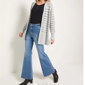 Women's Gray Open-Knit Cardigan